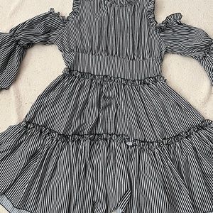 Maje Open Shoulder B&W Belle Sleeve Dress Size 3